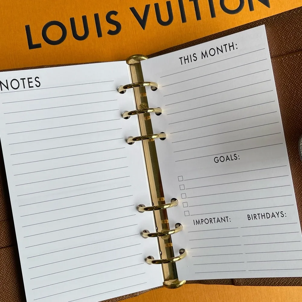2026 Fits Louis Vuitton Agenda Monthly Tabbed Insert Refill Calendar + Pen +MORE